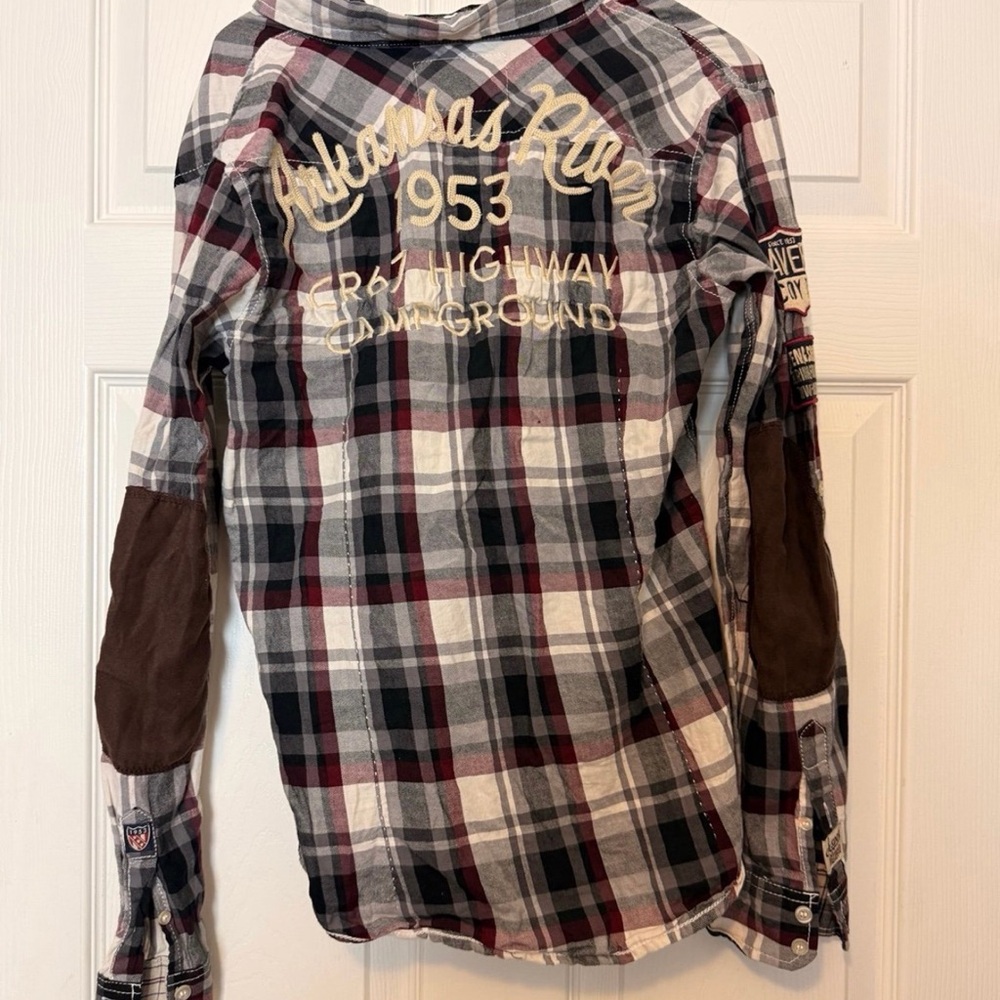 Vintage Alcott Button Up Men’s Shirt Flannel With Elbow Pads Size S